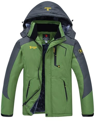 YSENTO Herren Winter Fleecejacke Warm Softshelljacke Wasserdicht Outdoor Skijacke verdickt Snowboardjacke(Grün,L1)