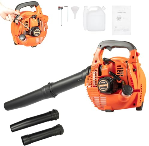 ACROSSPART 25,4 cc, soffiatore a benzina a 2 tempi, aspiratore a benzina, con avviamento manuale e accensione elettronica, ventilatore manuale per la cura del prato, cortile, giardino, 1HP/0,75 KW