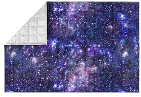 Solfres 7lbs Weighted Blanket 41 x 60, Ultra Soft Printed Heavy Blanket, Cozy Galaxy Stars Design, Universe Galaxy