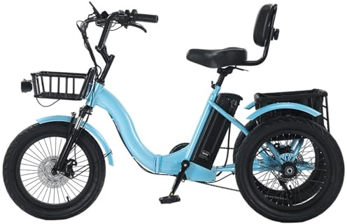 EaThsalL Bicicleta Eléctrica De 3 Ruedas de 18 Pulgadas con Cesta de Carga Neumáticos Anchos para Adultos Plegable y fácil de Escalar Capacidad de Carga de 30 kg B