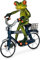 formano lustige Frösche Figur Frosch auf Fahrrad blau Poly 17 cm