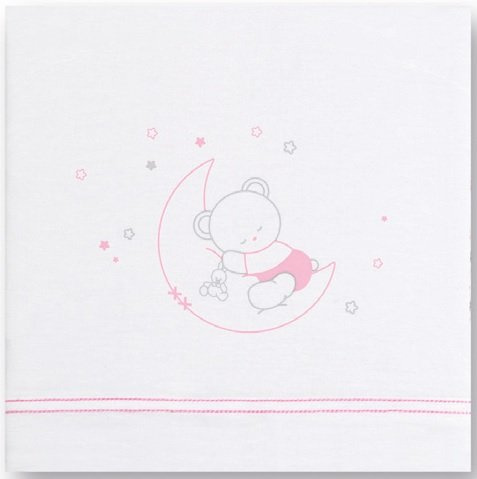 Pirulos 68320514 - Sábanas punto cuna 60 x 120, color blanco y rosa