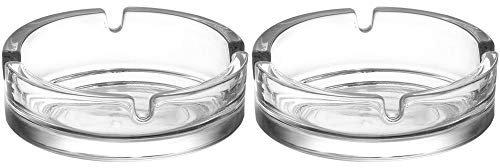 KEYF Simple & Practical Glass Ashtrays Set of Two Cigarette Grove Stackable LAV (106m)