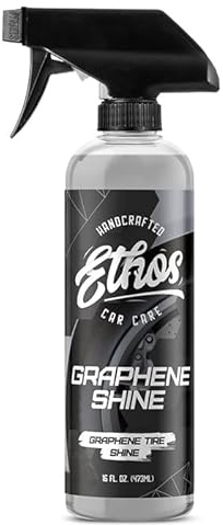 Ethos Graphene Shine - Trim & Tire Shine Spray, High Sheen, Non Greasy, Sling Free Finish! Conditions and Protects Rubber with UV Protection (16 Oz)