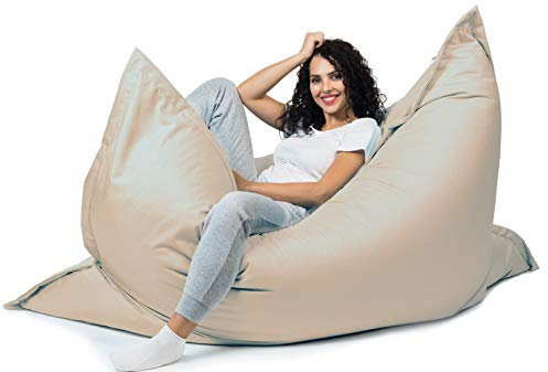 sunnypillow XL Sitzsack, Riesensitzsack Outdoor & Indoor 100 x 150 cm mit 140L Styropor Füllung Sessel für Kinder & Erwachsene Sitzkissen Sofa Beanbag viele Farben und Größen zur Auswahl Cremefarben