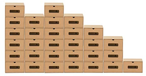BigDean 30er Boxen-Set mit Sichtfenster & Schublade - Pappkarton aus Kraftpapier - Schuhbox Spielzeug-Box Aufbewahrung für Zubehör & Accessoires