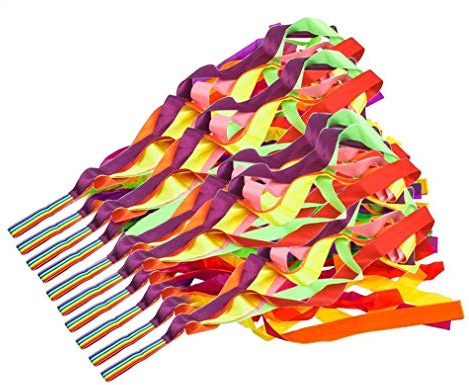 Golden Apple 12 Pcs Rainbow Rhythm Ribbon Dance Wand Gymnastics Toys for Kids