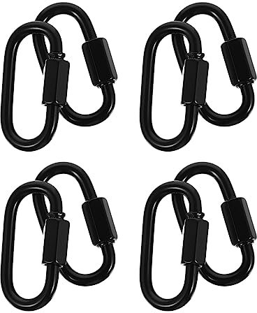 iplusmile 8 maglie per catena in acciaio inox a forma di D, per riparazione rapida della catena, maglie rapide per rimorchi, per attività all'aperto, attrezzature da campeggio, colore: nero