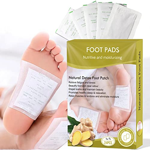 Patch per il Piedi 24pcs Cerotti Detox Piedi Detox per Piedi Naturali Cerotti Disintossicante per Rimuovere Tossine Migliorare il Sonno ed Espellere Rapidamente le Tossine dal Corpo (Ginger)