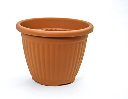 Tamersgifts Terracotta Plastic Planter 45cm Round Garden Plant Pot, Extra Large Floor Pot 31 Litre Capacity