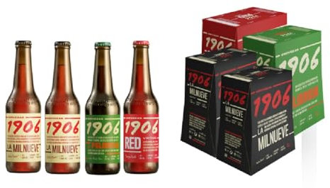 1906 Familia Cervezas - Pack Combinado de 24 Botellas x 33 cl, 2 Pack de 1906 Reserva Especial, 1 Pack de 1906 Red Vintage, 1 Pack de 1906 Galician Irish Red
