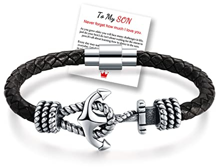 Yumikoo Anchor Leather To My Son Bracelet From Mom Dad