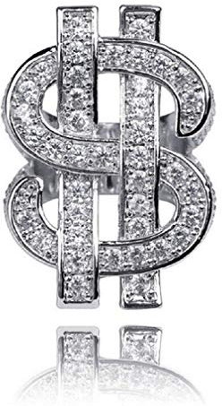Anello da uomo con simbolo hip-hop, anello punk rock per rapper, dollari soldi, amuleto, regalo, 20.6, no