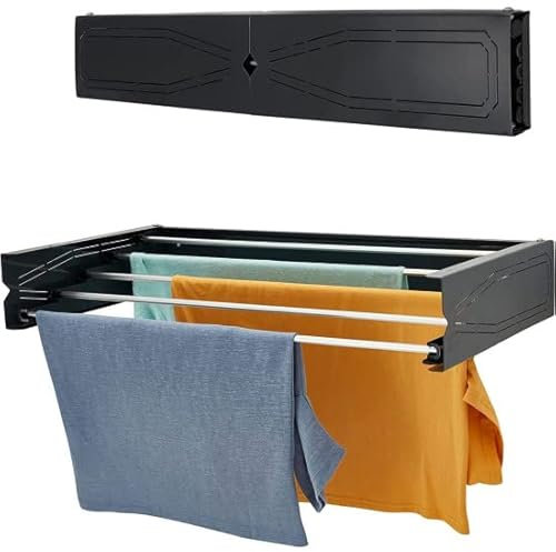 HomeArt Wall Mounted Clothes Drying Rack | 120cm Retractable Laundry Clothes Airer | Collapsible Folding Washing Line Clothes Dryer, Indoor & Outdoor Compact Patterned Design 30kg Capacity, Anthracite