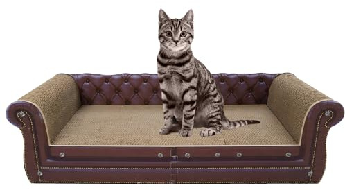 COOZMENT Scratching Sofa, Couch Shaped Thick Scratching Cardboard, Lounge Bed for Indoor Rest&Play, Sofa Scratcher Pad (Brown, 39.4 L X 14 W X 11 H)