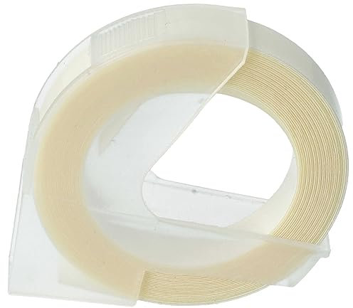 vhbw 3D Prägeband-Schriftband-Kassette kompatibel mit Typo Clic Etiketten-Drucker 3m x 9mm Weiß auf Transparent
