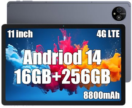Ulefone 27,9 cm (11 Zoll) Android 14 Tablet (Wifi + Cellular) A11 PRO, 16 GB RAM + 256 GB ROM MediaTek Helio G99 Octa-Core, 8800 mAh Akku, BT5.2/GPS/NFC/4G LTE/WiFi/Widevine L1 Unterstützung