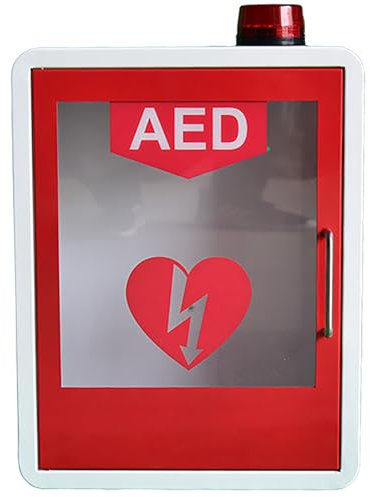AED Defibrillator Förvaringsskåp, Väggmonterad hjärtdefibrilleringslarmbox, Med larmsystem, Dubbelströmbrytare, Passar de flesta AED-modeller, för hemmakontor