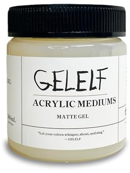GELELF Acrylic Matt Medium, Transparent Acrylic Paint, Professional Matte Gel Medium for Gel Plate Printing Art, 280mL, 9.5-oz