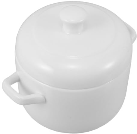 PRETYZOOM Olla De Blanca Para Guisar Con Tapa y Doble Asa Para Cocinar Al Vapor Para Cenas Familiares y Preparación De Sopa Capacidad