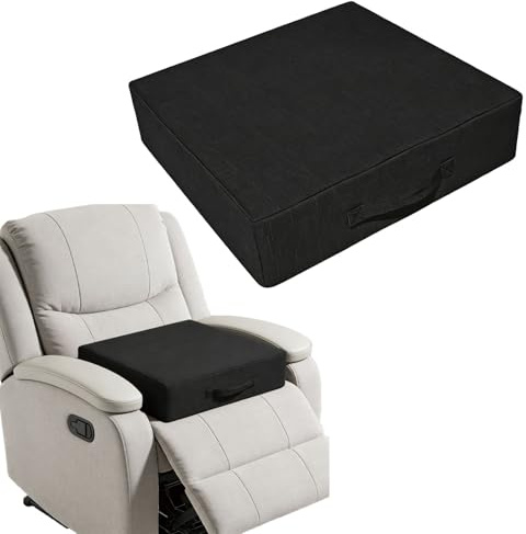 Foxeeey Recliner Cushion for Elderly, 20x20x5 Inch Thick. Extra Large Seat Cushion for Couch, Floor, Recliners and Armchairs. Eases Hip & Back Pain and Helps You Stand Up Easier (Black)