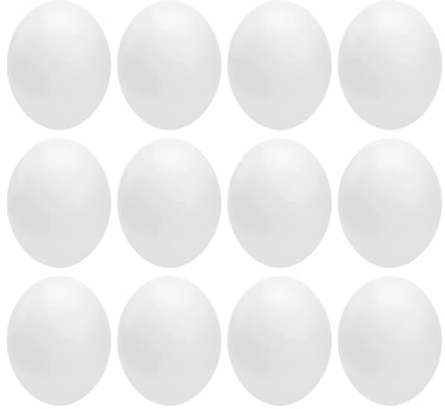 BESPORTBLE Lot de 12 Œufs Factices Multifonctions pour Oiseaux, Œufs en Plastique Résistants, Imitation Réaliste D’œufs de Pigeon Compacts, Accessoires Portables pour Nid et