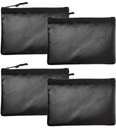 Fireproof Document Bag Set, Waterproof Safe Money Pouch for Cash and Valuables, Non-Itchy Silicone Coated Fiberglass Fire Resistant Storage Organizer for A4 Documents, Passport, Jewelry （4pcs）