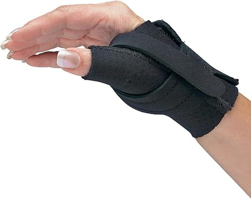 Comfort Cool CMC Thumb Brace – Restriction Split for Arthritis & Tendinitis Relief | Breathable Neoprene with Supportive Thumb Strap - Black, Right Hand, Medium Plus (7.25 to 8.25 inches) | NC79559
