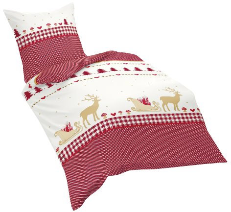Fleuresse Soft-Feinbiber-Bettwäsche, rot, 155 cm x 220 cm