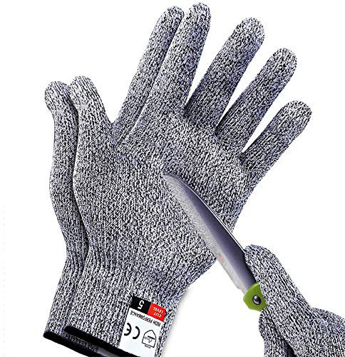 Sunwuun Gants de Travail résistants aux coupures Niveau 5 Gants de sécurité pour Homme Gants Anti-coupures pour Cuisine Boucher Travail extérieur (L)