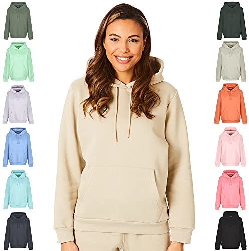 Light & Shade LSLSWT005 Super Soft Touch Loungewear Kapuzen-Sweatshirt-Oberteil für Damen, Sand, M