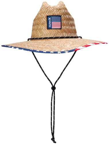 Hurley Men's Straw Hat - Channel Islands Lifeguard Straw Sun Hat, Gym Red
