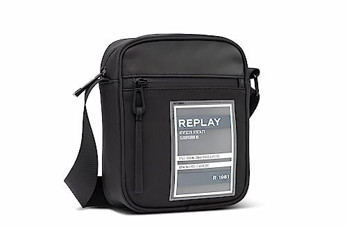 Replay Herren Umhängetasche Klein aus Kunstleder, Black 098 (Schwarz), Onesize