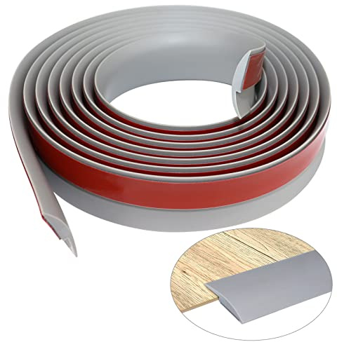 Tira de umbral adhesiva perfil de transición tiras de transición de suelo perfil PVC de suelo umbral de transición para alfombra compensación de altura inferior a 5mm (2m, gris)