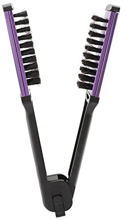 Brosse Plate à Pince Antistatique, Brosse à Lisser les Cheveux Double Face avec Poils Artificiels, Brosse Plate à Attelle Durable pour le Lissage, Outil de Coiffure Ergonomique pour Coiffeur Féminin