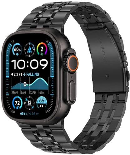 Tasikar Bracelet Compatible avec Apple Watch Ultra 2 Ultra 49mm, Homme Femmes Bracelet Remplacement en Acier Inoxydable Métal Bande Compatible pour Apple Watch Ultra, Noir
