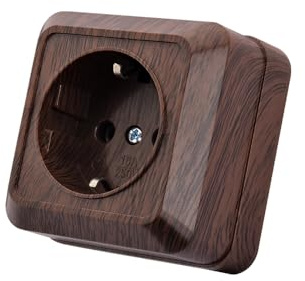 Enchufe de pared empotrado,Juego de enchufes eléctricos de pared,Enchufe de pared interior 250V AC 16A,Enchufe de tierra Grano de madera oscura,MZ-04