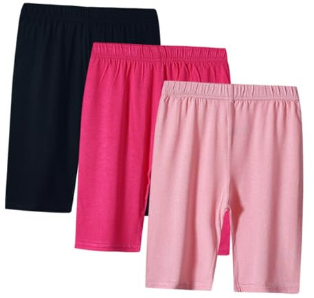AOOPOO 3er Pack Mädchen Leggings Kurze Hose Sommer Dünn Radlerhosen Shorts für 2-8 Jahre Baby Kinder Mädchen Sommerhose Weiche und Atmungsaktiv Baumwolle Kurze Leggings unter Kleid
