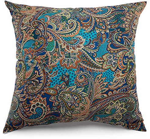 ATsense 2er Set Kissenbezug 80 x 80 cm, 100% Baumwolle, Dunkelblau Bunt Muster Kopfkissenbezug mit Reißverschluss, Superweicher Premium und Hypoallergen, ÖkoTex Super Bequemer Bunt Kissenhülle（Böhmen）