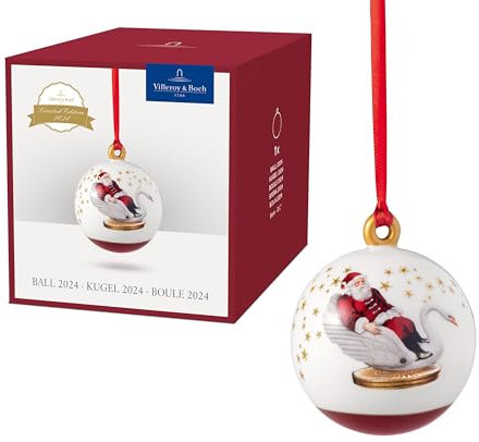 Villeroy & Boch – Annual Christmas Edition, addobbo, pallina, edizione annuale 2024, porcellana Premium, esclusivo oggetto da collezione, 6,5 x 6,5 x 8 cm