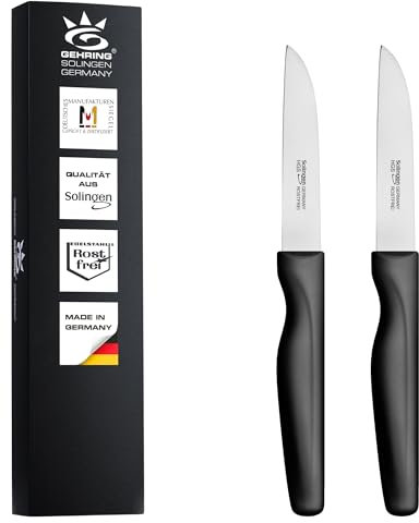 GEHRING Solingen Gemüsemesser Serie Wave 2er Set I 8 cm Klingenlänge I rostfreier Edelstahl I ergonomischer Kunststoffgriff I 2-teiliges Messer Set I Küchenmesser I Made in Germany