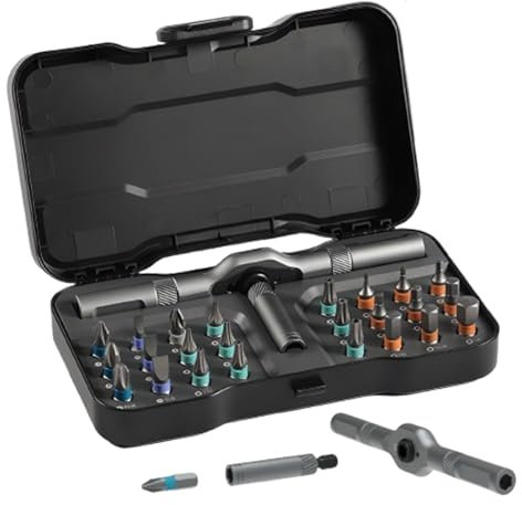Jeu de tournevis à cliquet 24 en 1 avec embouts magnétiques de précision S2, poignée amovible, idéal pour montre, électronique, PC, ordinateur portable, réparation bricolage
