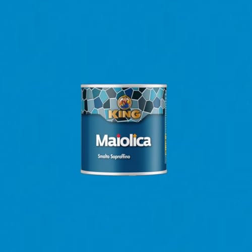King Smalto Sopraffino a Solvente MAIOLICA,per ambienti marini e montani,per esterni ed interni,per ferro, legno, leghe leggere, lamiere zincate e muri,750ml (528 AZZURRO, 750ml)