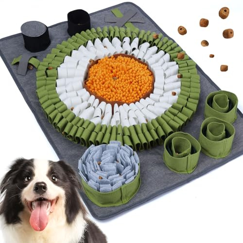PetGens Alfombra Olfativa Perros, Juguetes Perros Interactivos Alfombra Olfato Perro Manta Olfativa Perro Accesorio de Entrenamiento Snuffle Mat (Verde)