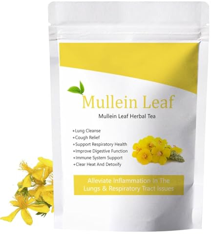 Mullein hoja, té de hierbas pulmonares, salud pulmonar y bienestar respiratorio, bolsas de té a base de plantas