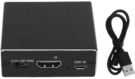 Zunate Extractor de Sonido 4K, Convertidor de Audio HDMI a SPDIF óptico o de 3,5 Mm con Modo PASS de 2.0 y 5.1 Canales, para Altavoces, Amplificador y Auriculares de Cine en casa.