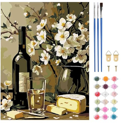TLIOBLO Cocktail Peinture par Numéros pour Adulte, DIY Peinture pour Adultes Enfants Débutants Facile sur Toile avec Peintures et Pinceaux, Décor Maison Cadeaux 30x40cm