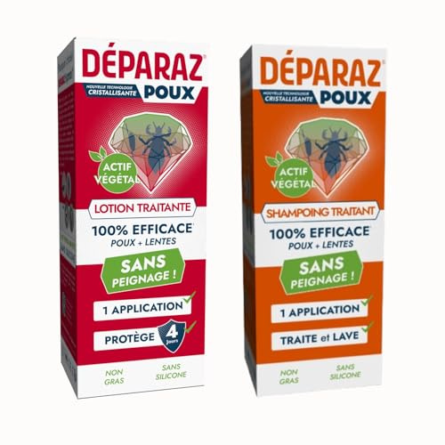 Déparaz-Poux® – Pack Anti-Poux Nouvelle Génération : Lotion Crystal 100% Efficace + Shampooing Traitant | Élimine Poux & Lentes en 1 Application | Sans Insecticide, Sans Peignage | Lot de 2