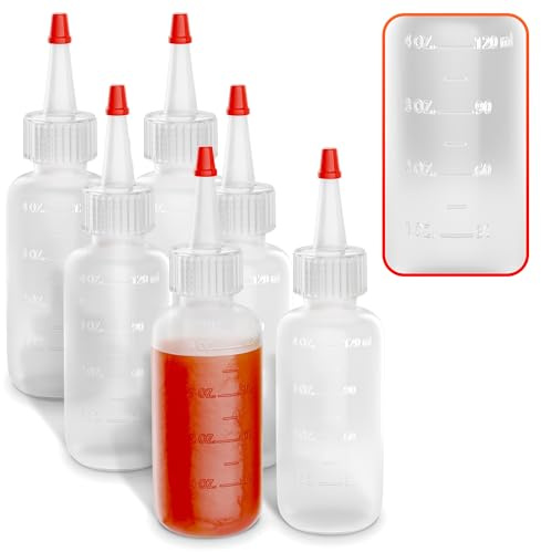 HYQO Plastic Squeeze Bottles for Liquids - 6Pcs Empty Squeeze Bottle 120ml Mini Squeeze Bottle Condiment Squeeze Bottles - 4 Oz Bottles for Liquid Glue Squeeze Bottles for Sauces Craft Paint Bottles
