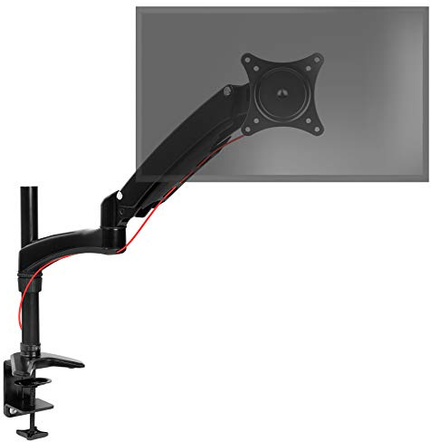 Duronic Single Monitor Arm Stand Desk Mount Riser DM551X2 Black Spring Powered For 1 7.8kg Screen 13-27 Inch VESA 75 100 | 21 22 24 27 Inches